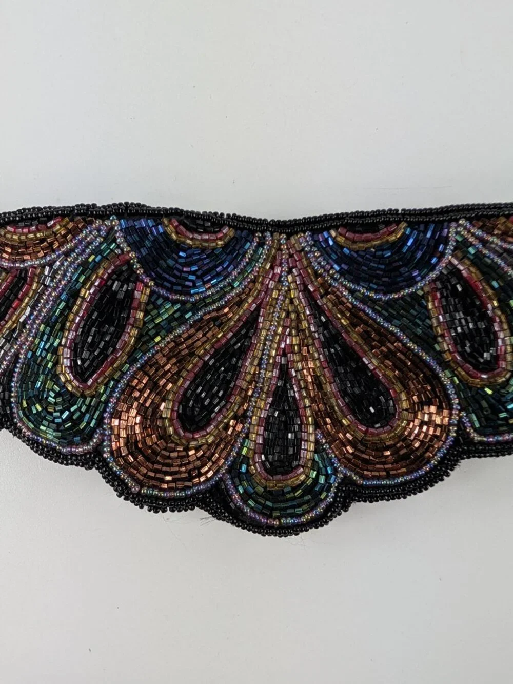 Vintage Magid Beaded Statement Belt Multicolor Geometric Pattern, Lined